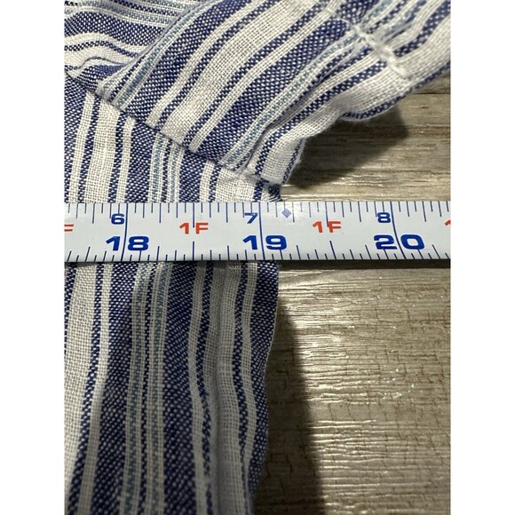 Lands End Blue Striped Short Sleeve Top 100% Linen Blouse Women’s XS Nautical - Picture 10 of 11